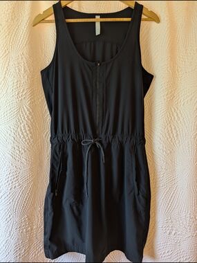 Athleta Black Women’s Zip-Front Dress with Drawstring Waist -Size 6